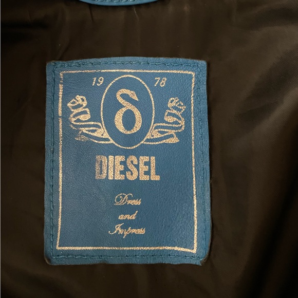 Diesel turquoise blue leather biker jacket - Picture 7 of 11
